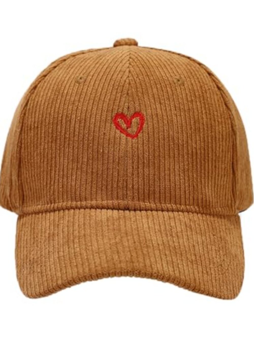 Heart Embroidered Corduroy Baseball Cap for Women Adjustable Low Profile Cute